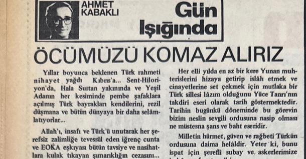 Öcümüzü komaz alırız